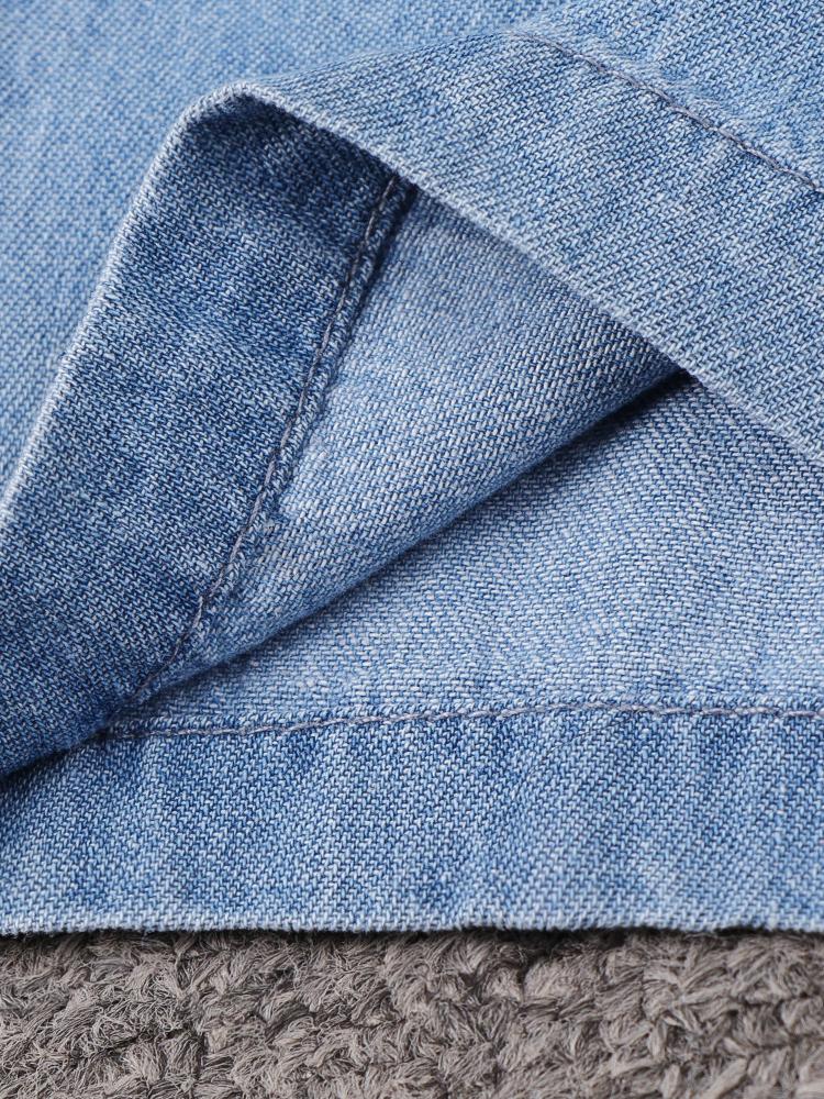 Simple Casual Drawstring Pocket Denim Jumpsuit