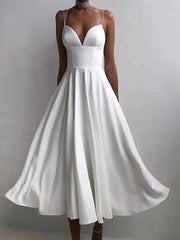 Simple Sleeveless V-Neck Slim Dress