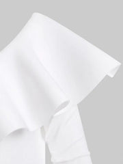 Skew Collar Flounce Snap Crotch Long Sleeve Bodysuit
