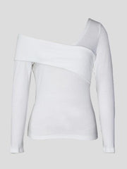 Skinny Off-shoulder Solid Blouses