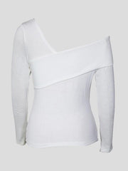 Skinny Off-shoulder Solid Blouses