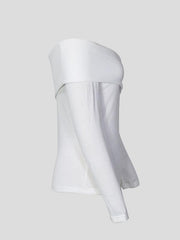 Skinny Off-shoulder Solid Blouses