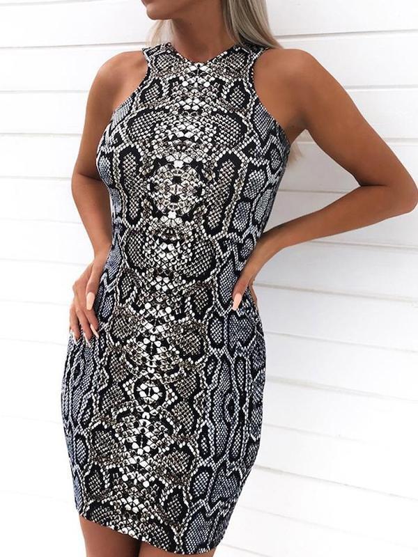 Skinny Snake Print Sleeveless Dress