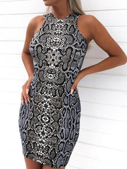 Skinny Snake Print Sleeveless Dress