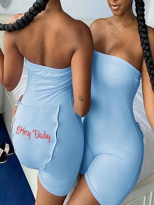 Skinny Sports Bottoming Embroidered Jumpsuits