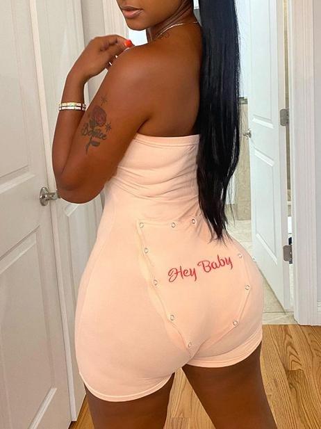 Skinny Sports Bottoming Embroidered Jumpsuits