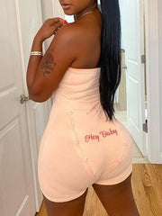 Skinny Sports Bottoming Embroidered Jumpsuits
