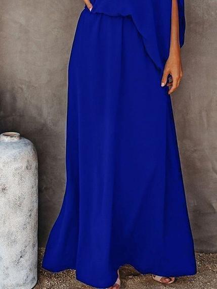 Slant Collar Off The Shoulder Side Slit Dress