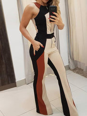 Sleeveless Contrast Bodycon Jumpsuit