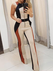 Sleeveless Contrast Bodycon Jumpsuit