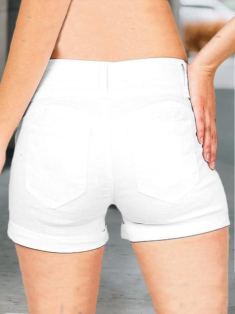 Solid Color Slim Denim Shorts
