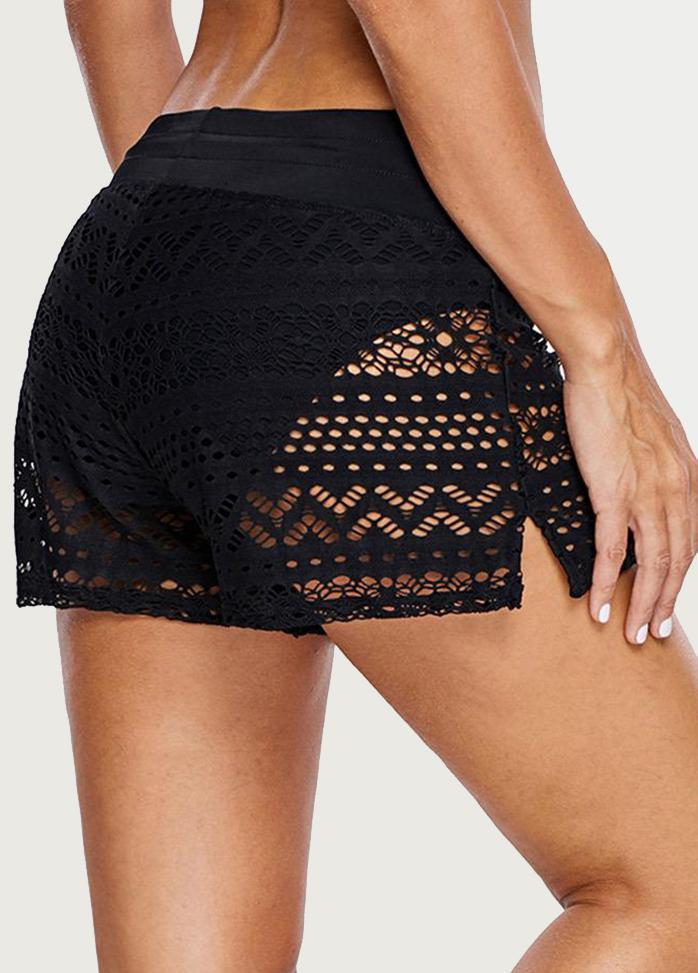 Lace Solid Color Swim Shorts