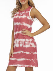 Tie-dye Print Sleeveless Mini Dress