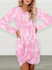 Tie-dye Print Long Sleeve Dress