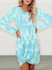 Tie-dye Print Long Sleeve Dress