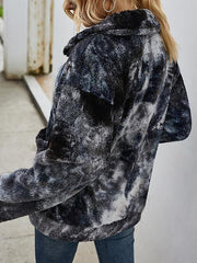 Tie-dye Print Plush Coat