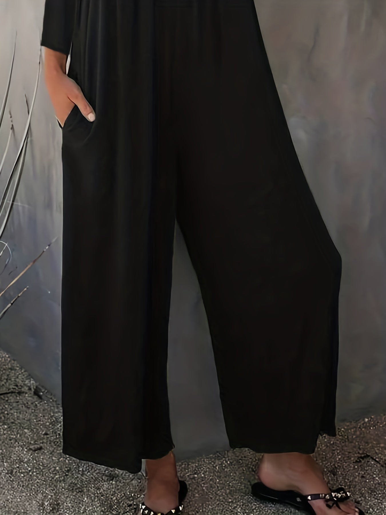 Versatile and Stylish Solid Crew Neck Wide Leg Jumpsuit