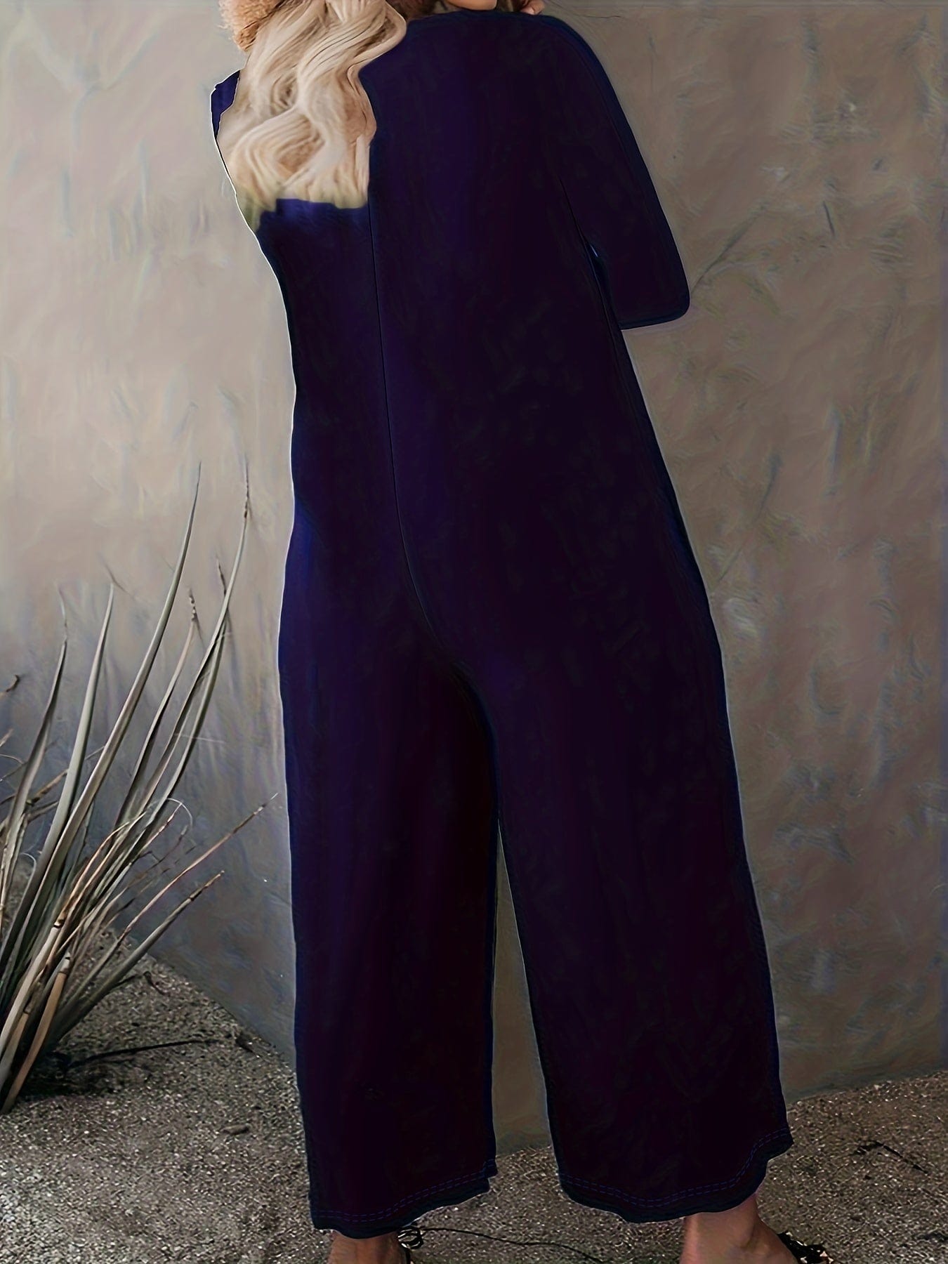 Versatile and Stylish Solid Crew Neck Wide Leg Jumpsuit