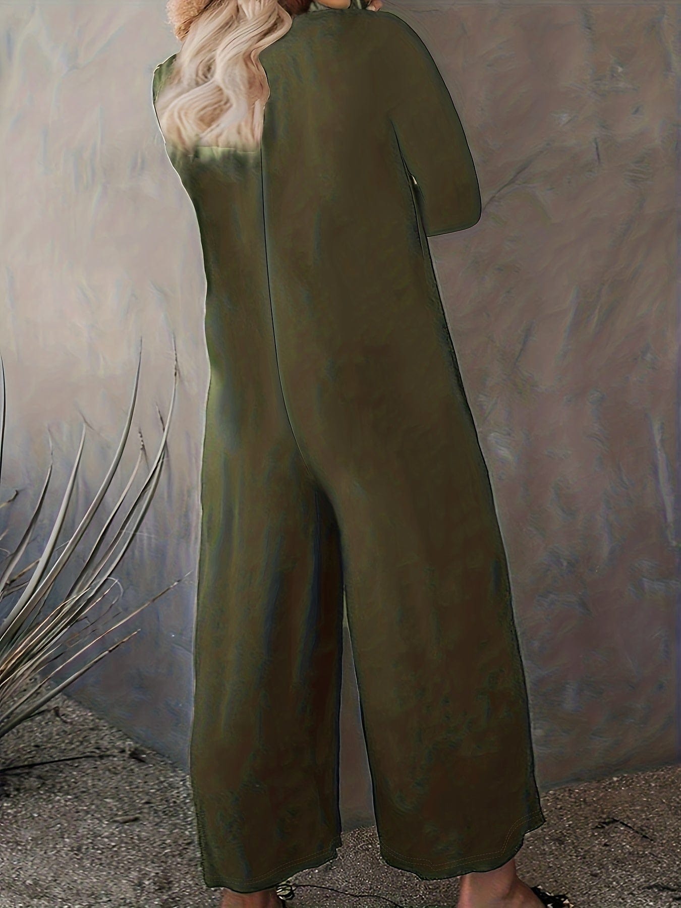 Versatile and Stylish Solid Crew Neck Wide Leg Jumpsuit