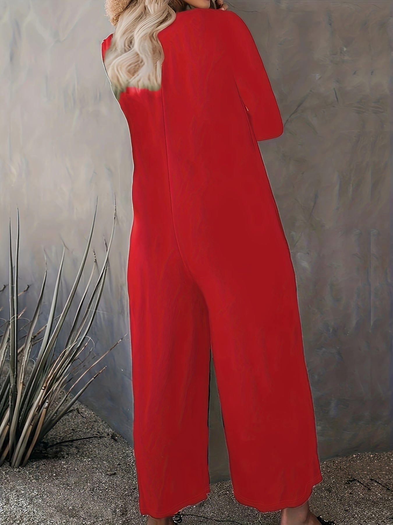 Versatile and Stylish Solid Crew Neck Wide Leg Jumpsuit