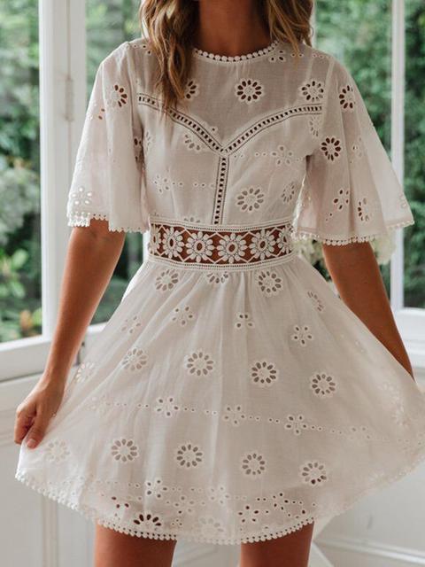 Vintage Print Lace Mini Dress