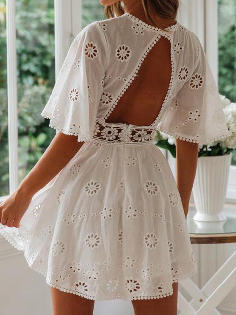 Vintage Print Lace Mini Dress