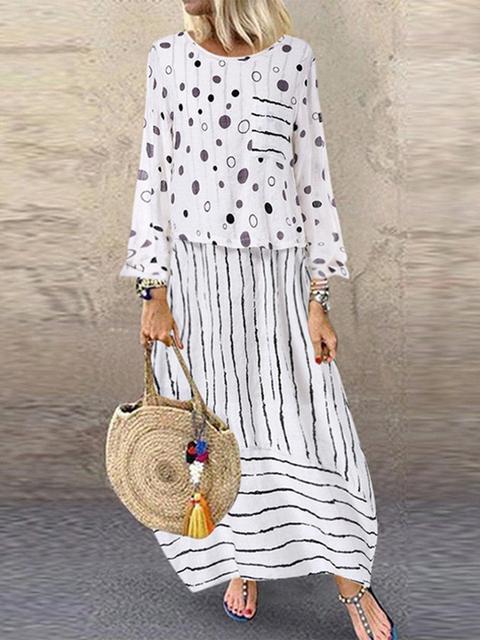 Vintage Print Long Dress