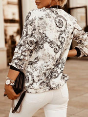Vintage Print Long Sleeve Short Coat