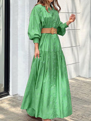 Women's Dresses Polka Dot Print Button Long Sleeve Dress