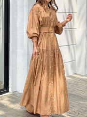 Women's Dresses Polka Dot Print Button Long Sleeve Dress