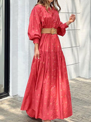 Women's Dresses Polka Dot Print Button Long Sleeve Dress