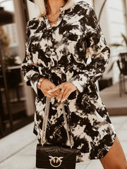 Women's Dresses Printed Belted Button Shirt Long Sleeve Dress