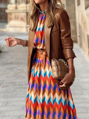 Women's Dresses Printed Mid-Sleeve A-Line Dress