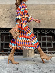 Women's Dresses Printed Mid-Sleeve A-Line Dress