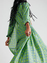 Women's Dresses Printed Single Breasted Long Sleeve Shirt Dress