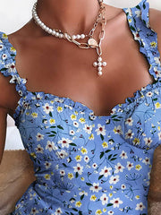 Women's Dresses Printed Sling Ruffle Mini Dress