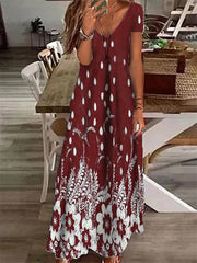 Women's Dresses Printed V-Neck Short Sleeve Dress