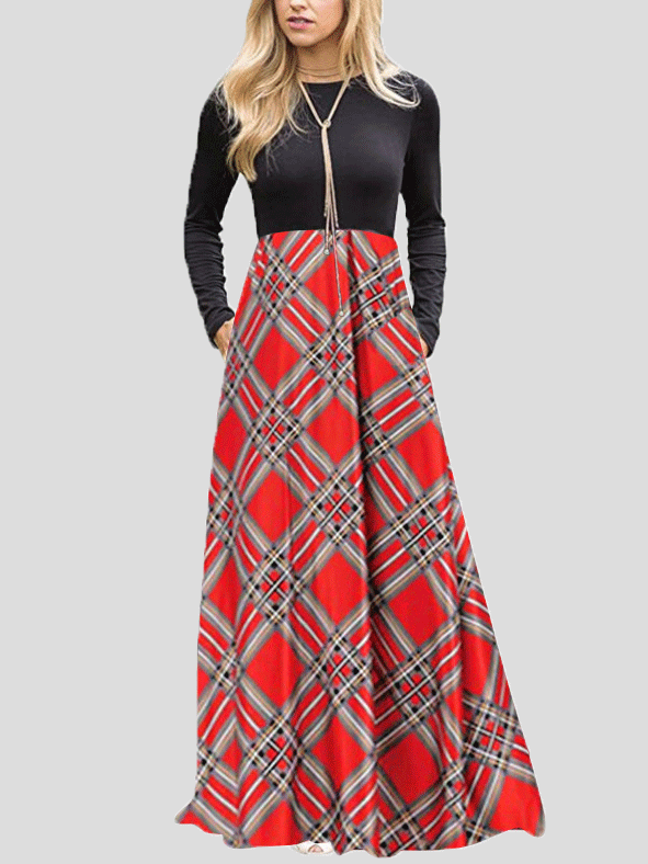 Women's Dresses Round Neck Fashion Print Long Sleeve Dress