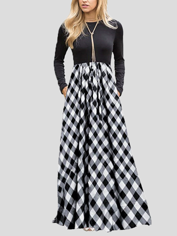 Women's Dresses Round Neck Fashion Print Long Sleeve Dress