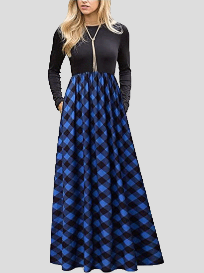 Women's Dresses Round Neck Fashion Print Long Sleeve Dress