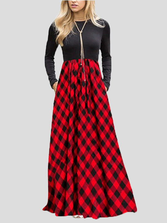 Women's Dresses Round Neck Fashion Print Long Sleeve Dress