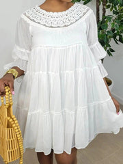 Women's Dresses Round Neck Lace Ruffle Casual Dress