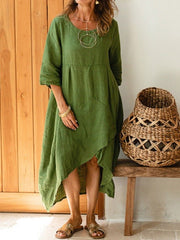 Women's Dresses Round Neck Mid Sleeve Irregular Dress