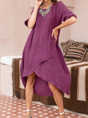 Women's Dresses Round Neck Mid Sleeve Irregular Dress