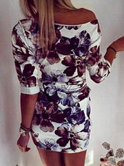 Women's Dresses Round Neck Mid-Sleeve Printed Dress