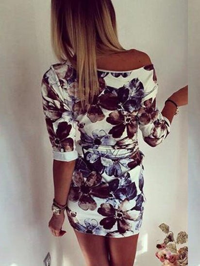 Women's Dresses Round Neck Mid-Sleeve Printed Dress
