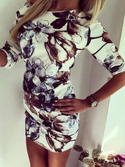 Women's Dresses Round Neck Mid-Sleeve Printed Dress