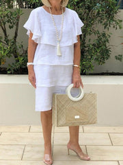 Women's Dresses Round Neck Ruffle Short Sleeve Casual Dress