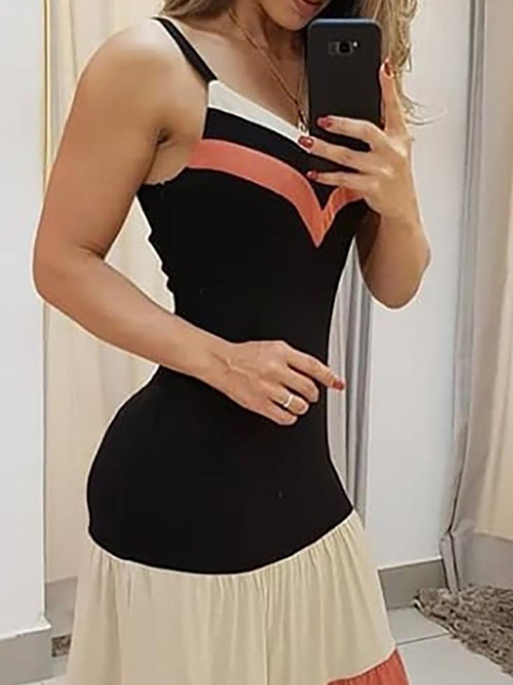 Women's Dresses Sling Multicolor Striped Maxi Dress