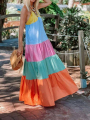 Women's Dresses Sling V-Neck Multicolor Print Dress